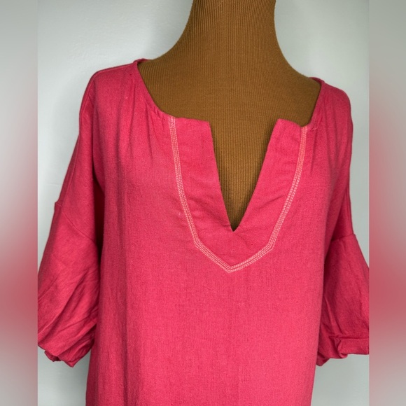 Studio 1886 Pullover Linen Blend Puff Short Sleeve Dress Size XL - Picture 2 of 9